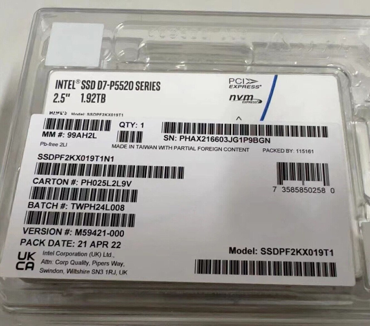 Intel D7-P5520 1.92TB SSD - Refurbished