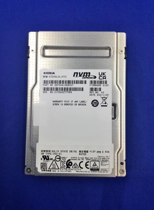 Kioxia CD6-R 15.36TB PCIe 4.0 NVMe 2.5-inch SSD  -  SDFSU81GEB02T, Refurbished