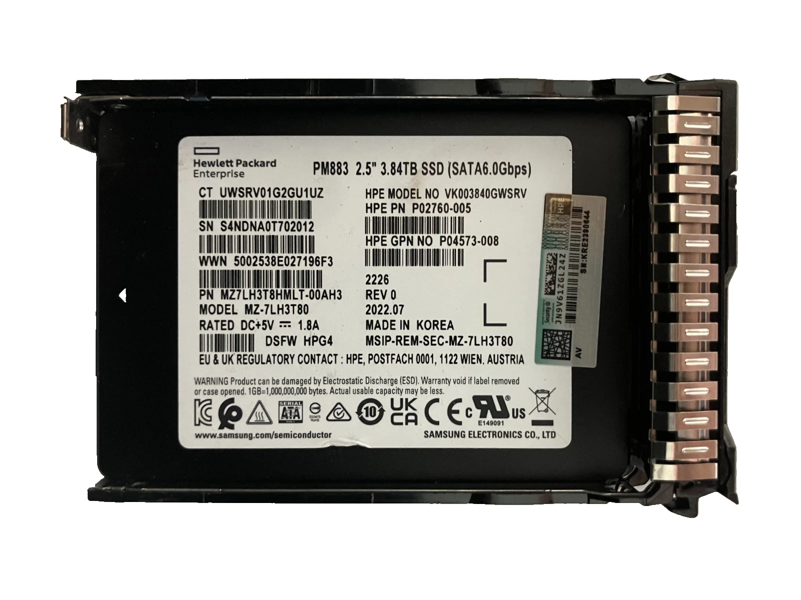 Samsung MZ7LH3T8HMLT-00AH3 3.84TB SSD - Refurbished