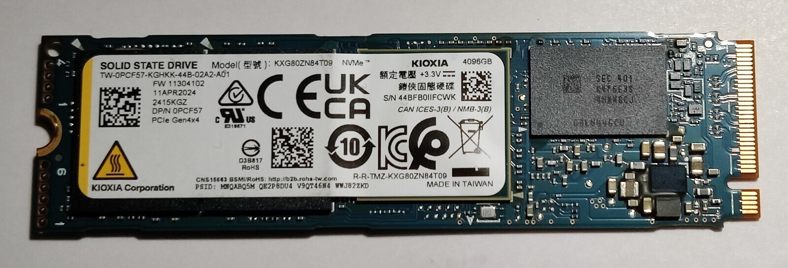 Kioxia KXG80ZN84T09 4096GB SSD - Refurbished