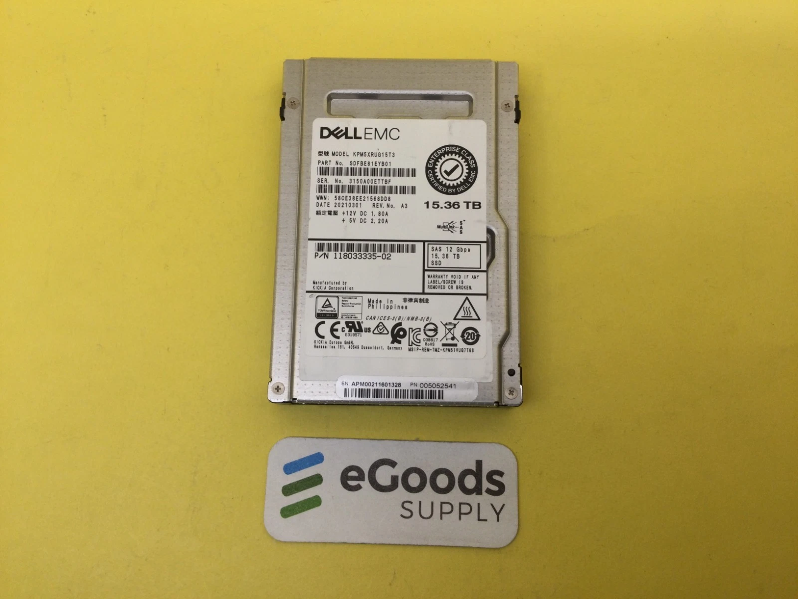 Kioxia SDFBE81EYB01 15.36TB 12Gb/s SAS 2.5-inch SSD  -  Refurbished