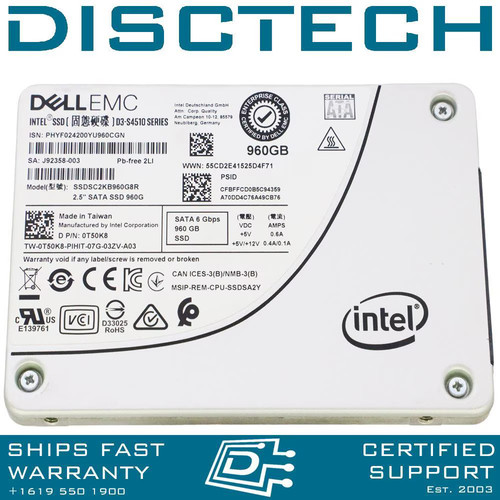 Intel D3-S4510 960GB SATA 6Gb/s 2.5-inch SSD  -  SSDSC2KB960G8R, Refurbished