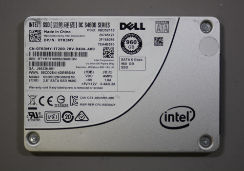 Intel DC S4600 960GB SATA 6Gb/s 2.5-inch SSD  -  SSDSC2KG960G7R, Refurbished
